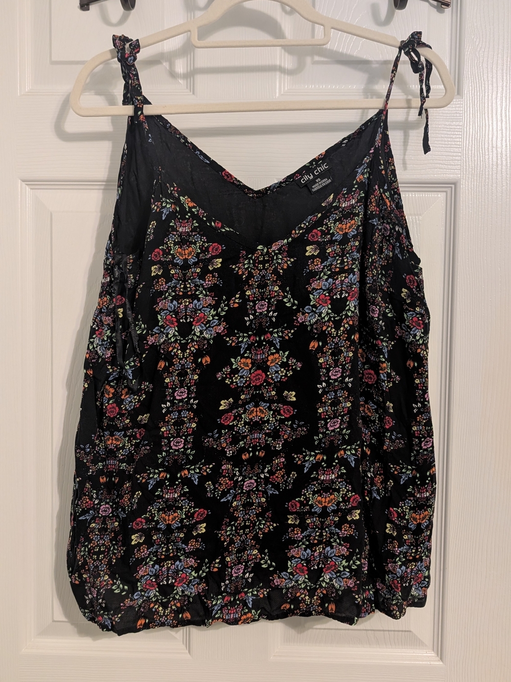City Chic Black Floral Tie-Shoulder Camisole